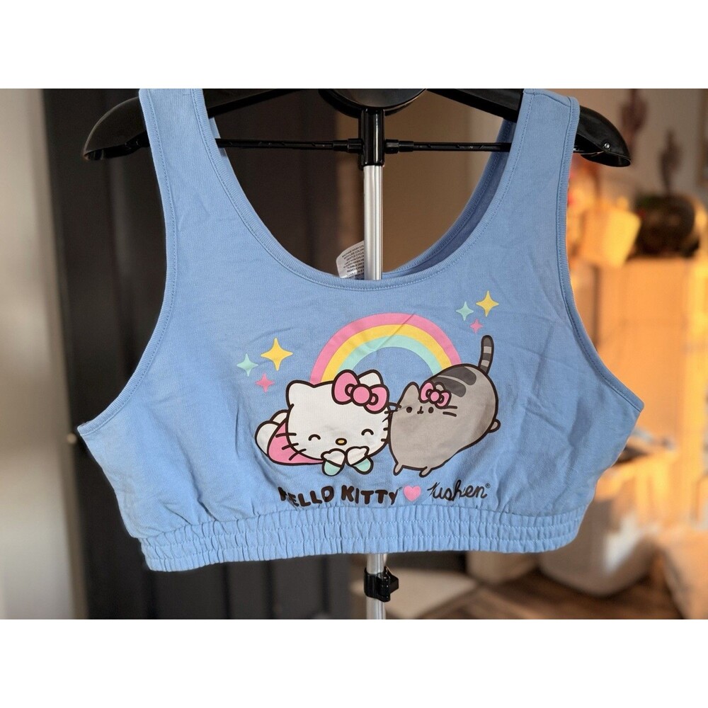 Hello Kitty X Pusheen Cropped Tank Top Sports Bra XL Sanrio NWT